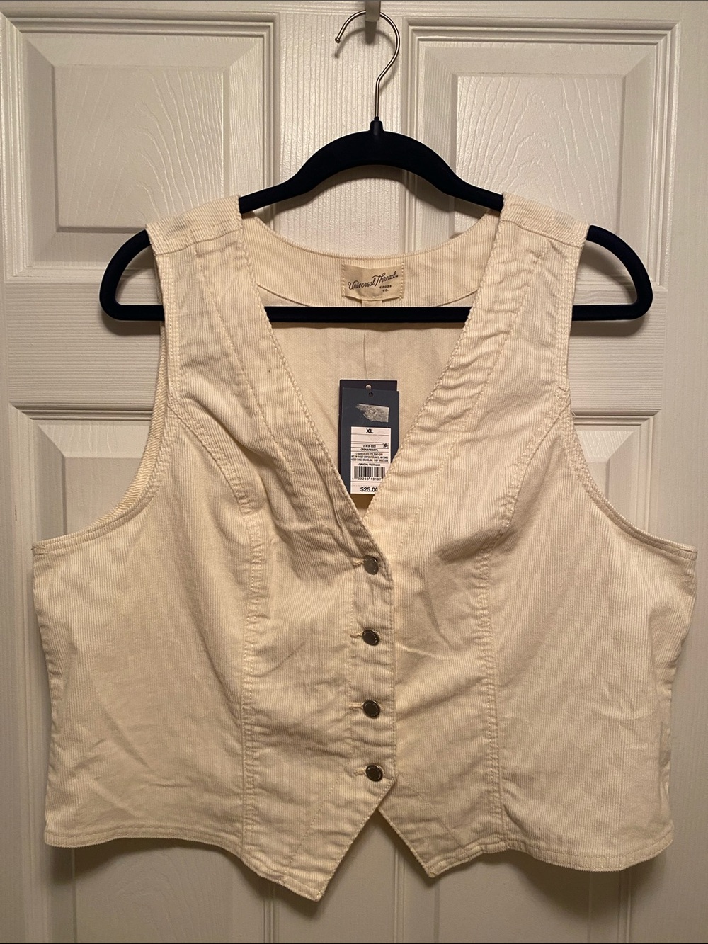 Universal Thread Cream Button-Front Corduroy Vest …size XL